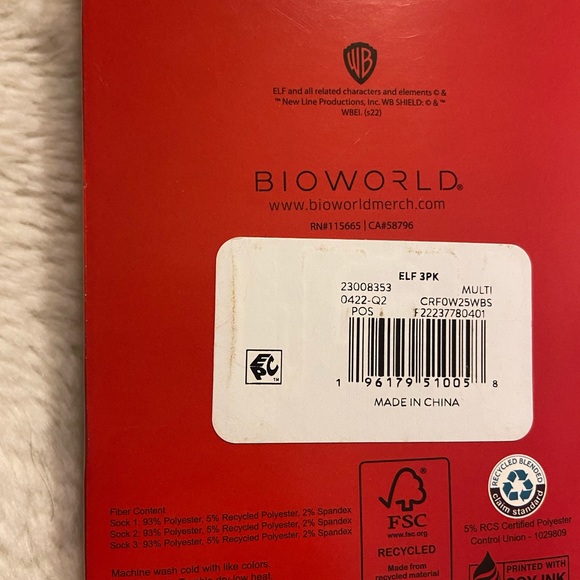 New Elf movie Christmas 3-pack men’s crew socks shoe size 8-12 - Picture 5 of 5